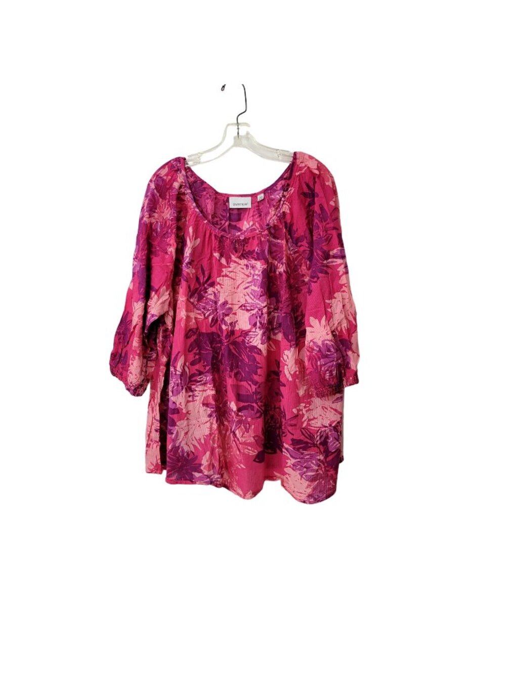 Avenue Pink Floral Cotton Print Peasant Blouse Size 30/32 - Picture 1 of 4